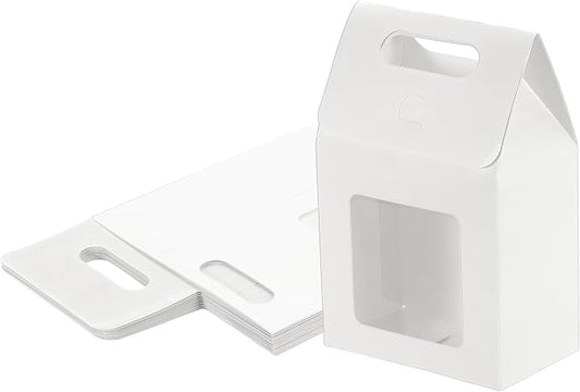 uxcell 12Pcs Gift Boxes, Favor Box with Clear Window and Handle, Stand Up Favor Treat Boxes for Candy, Cookies, Party Store, Packaging, Wedding, White