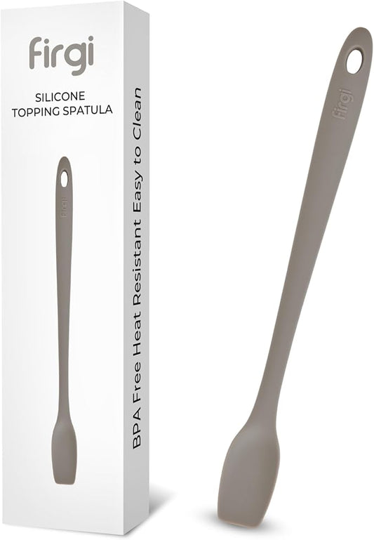 Platinum Silicone Topping Spatula for Cooking – BPA Free Heat Resistant Cooking Utensils for Non Stick Pans – One-Piece Spoonula for Baking, Mixing & More – Kitchen Scraper 10.7” WarmGray