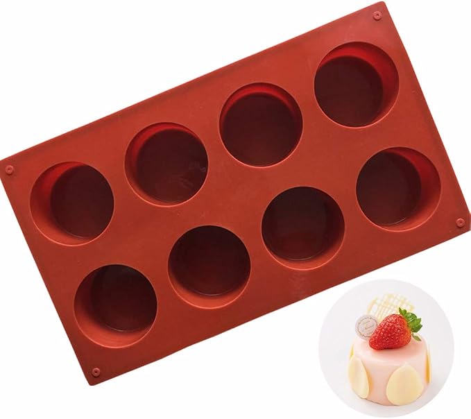 ECHODONE 8-Cavity Round Cylinder Soap Mold Cupcake Silicone Mold Handmade Cylinder Mold for Cake, Bread, Cupcake, Cheesecake, Cornbread, Muffin, Brownie, Bakeware Pan Tool etc.