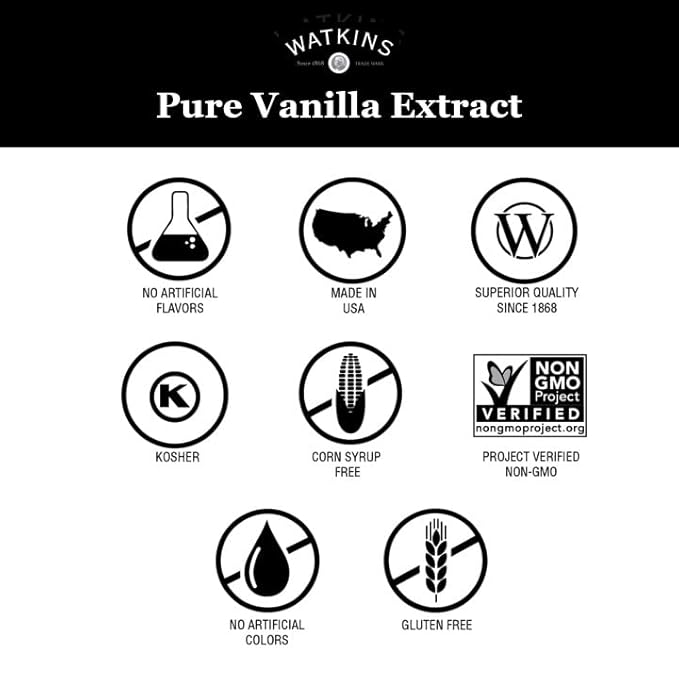 Watkins Pure Vanilla Extract, with Madagascar Vanilla Beans, Non-GMO, Kosher, 1 oz. Bottle, 1-Pack