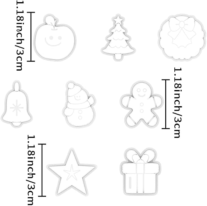 Xaekicr Christmas Polymer Clay Cutters Set – 8pcs Holiday Clay Earring Cutters for Polymer Clay Jewelry DIY – Santa, Tree, Snowman, Gift – Clay Tools & Molds