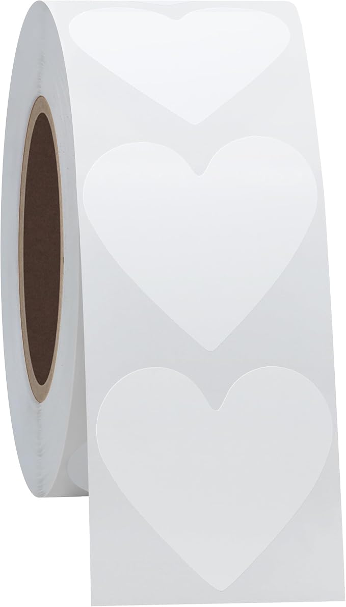 Hybsk 1000pcs Heart Stickers 30mm White Love Labels for Crafting Scrapbooking Envelope Seals (White)