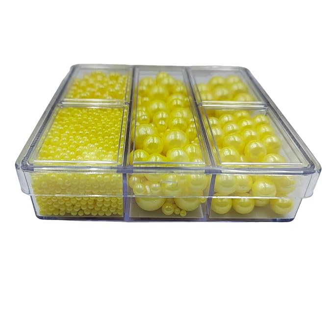 Yellow Pearl Sprinkles for Baking, 4 Sizes Mix Size, Edible Pearls for Cupcake Topper, Ice Cream, Cookie, Donuts, Cake Decorating (2mm, 4mm, 7mm, 10mm)