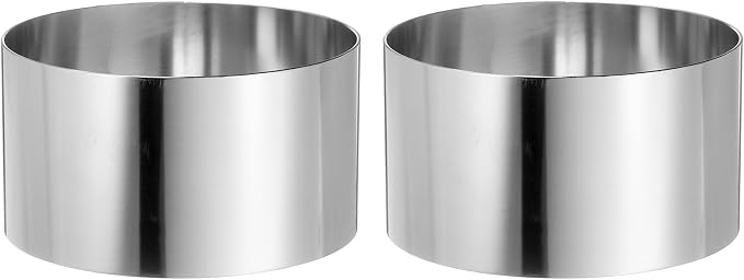 HARFINGTON 2PCS Round Cake Ring 3.5 x 2 Inch Seamless Stainless Steel Pastry Mousse Dessert Ring Mirror Coating for Baking Cooking Making Tool