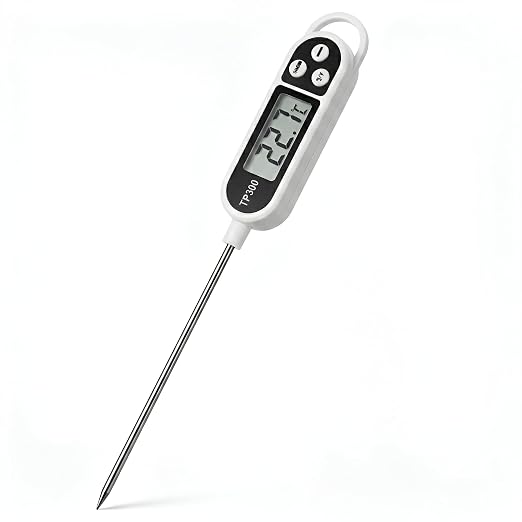Digital Meat Thermometer for Cooking & BBQ, Instant Read Food Thermometer with Stainless Steel Probe, LCD Display Kitchen Thermometer for Grill, Smoker, Oven, Beef, Chicken & Turkey