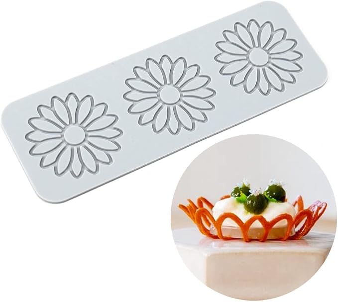 TUKE 3D Leaves Silicone Molds Flower Cake Fondant Mat Bee Leaf Pastry Moulds Rose Impression Chocolate Hollow Lace Mold (Sunflower_9.04x3.2x0.12inch_F)