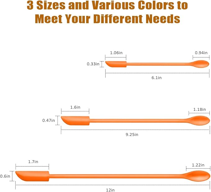Silicone Spatula Set (6Pcs) - Mini Scraper Tool for Beauty & Food - Reach Every Last Drop, Multi-Size Spatulas for Makeup Jars, Lotion Bottles & Kitchen Containers (Orange)
