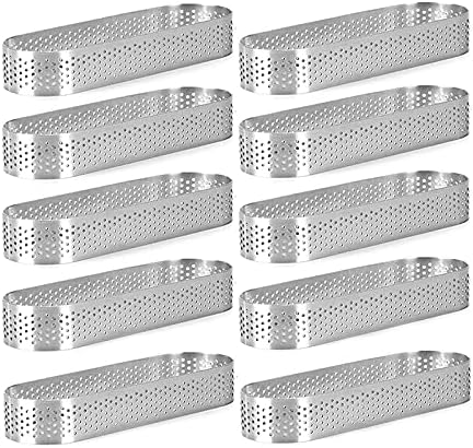 10 Pack Oval Tart Ring,Perforated Baking Ring, Ring,Stainless Steel Cake Tart Mold Rings,Baking Tart Ring