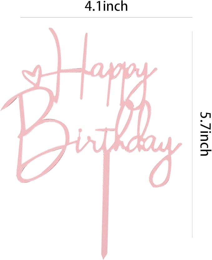 Happy Birthday Cake Topper Cake Decoration Birthday Cake Supplies (Rose gold cake topper)