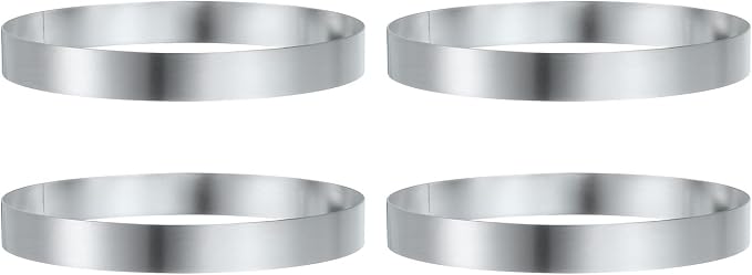 HARFINGTON 4Pcs Round Cake Ring 5.9 x 1 Inch Seamless Stainless Steel Pastry Mousse Dessert Ring Mirror Coating for Baking Cooking English Muffins Crumpet Making Tool
