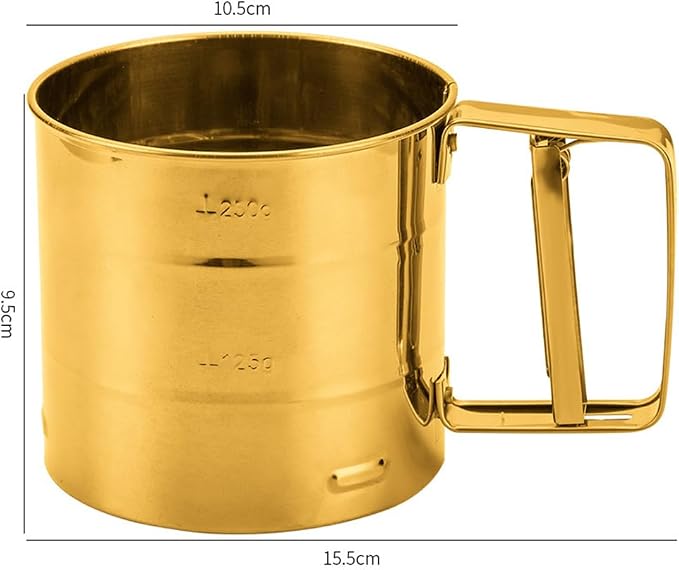 Stainless Steel Fine Mesh Sieve Flour Sifter Golden Flour Cup Sifter