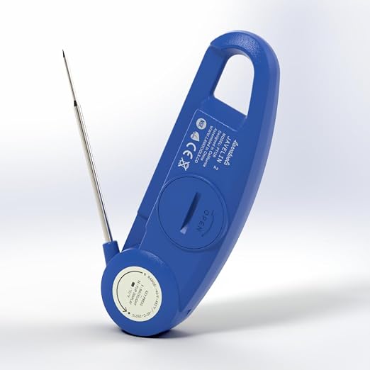 Lavatools PT12B Javelin 2 Ultra Fast Digital Instant Read Meat Thermometer for Grill and Cooking, 3" Probe, Compact Foldable Design, 1.5" Backlight Display, Water Resistant-Blueberry