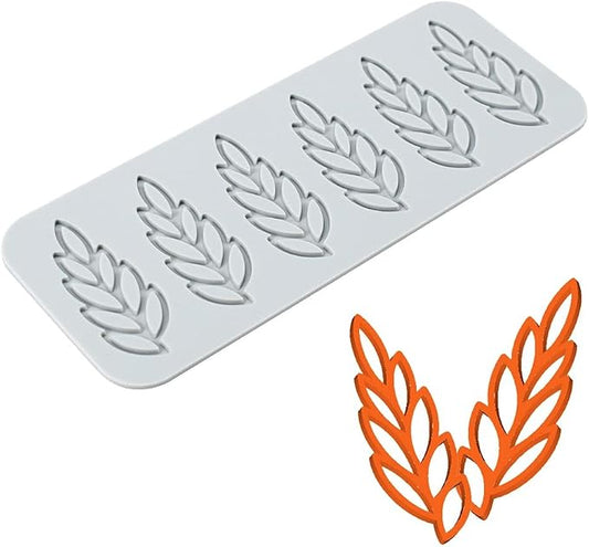 TUKE 3D Leaves Silicone Molds Flower Cake Fondant Mat Bee Leaf Pastry Moulds Rose Impression Chocolate Hollow Lace Mold (Leaf_8.2x3.2x0.12inch_G)