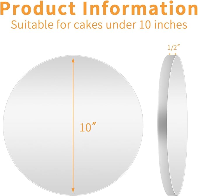 10in Silver Wraparound Cake Pastry Round Drum Board 1/2 Inch Thick, 10 Inch Diameter - Pack of 10(Sliver 10inch/10pcs)
