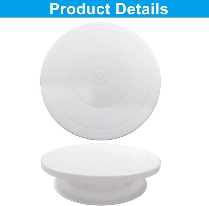 Bonsicoky Cake Stand 11 Inch Rotating Cake Turntable for Decorating, Smoothly Revolving Baking Turntable Stand for Cake, Cupcake, Cookie, Muffin, White