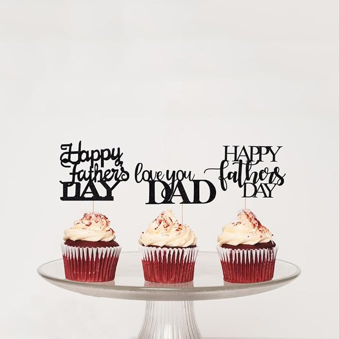 12 Pcs Happy Father's Day Cake Toppers，Father's Day Love You Dad,Happy Birthday Dad Cake Decorations,Thanks Dad Best Dad Ever Cake Picks for Father's Day Birthday Party Cake Supplies