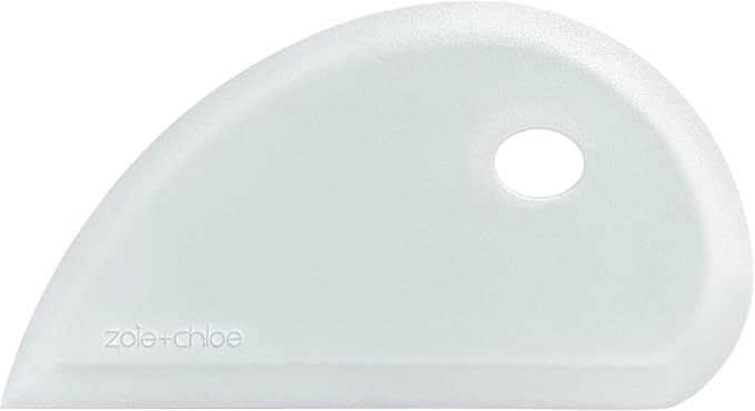 Zoie + Chloe Multipurpose Silicone Bowl Scraper - Dough Scraper for Cleaning Mixing Bowls, Baking Pan - Silicone Scraper Spatula For Painting, Smoothing, Frosting, Cake Decorating - White, 7x3.75"