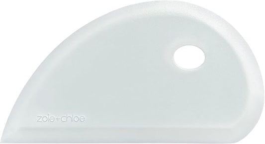 Zoie + Chloe Multipurpose Silicone Bowl Scraper - Dough Scraper for Cleaning Mixing Bowls, Baking Pan - Silicone Scraper Spatula For Painting, Smoothing, Frosting, Cake Decorating - White, 7x3.75"