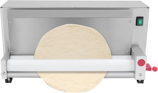 Automatic Pizza Dough Roller Press, 3"-18" Commercial Pizza Dough Roller Sheeter with Adjustable dough (1mm-5.5mm),450W Stainless Steel Bread Presser for Noodle Pizza Bread,Pasta Maker Equipment