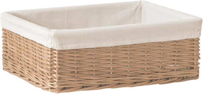 Handwoven Rattan Storage Basket with Removable Fabric Liner Desktop Organizers for Home Organization and Decoration Natural Fiber Closet Organizers Basket