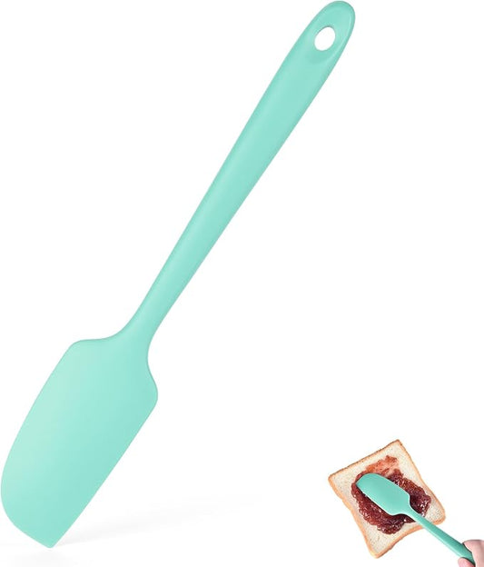 600°F Heat Resistant Small Spatula, Doosu Mini Food-Grade Silicone Bowl Scraper Compact Flexible Kitchen Cooking Baking Tool for Scraping Jar Jams Nut Butters & Mixing Stirring Sauce (Aqua Sky)