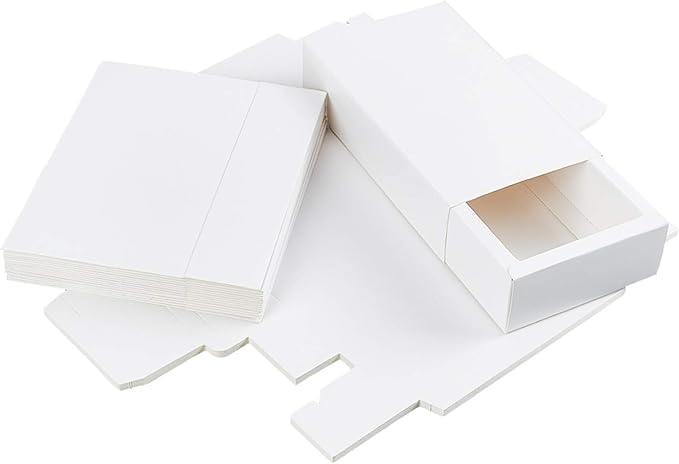 BENECREAT 16 Pack Kraft Paper Drawer Box 6.5x4.5x1.7 Festival Gift Wrapping Boxes Soap Jewelry Candy Weeding Party Favors Gift Packaging Boxes, White
