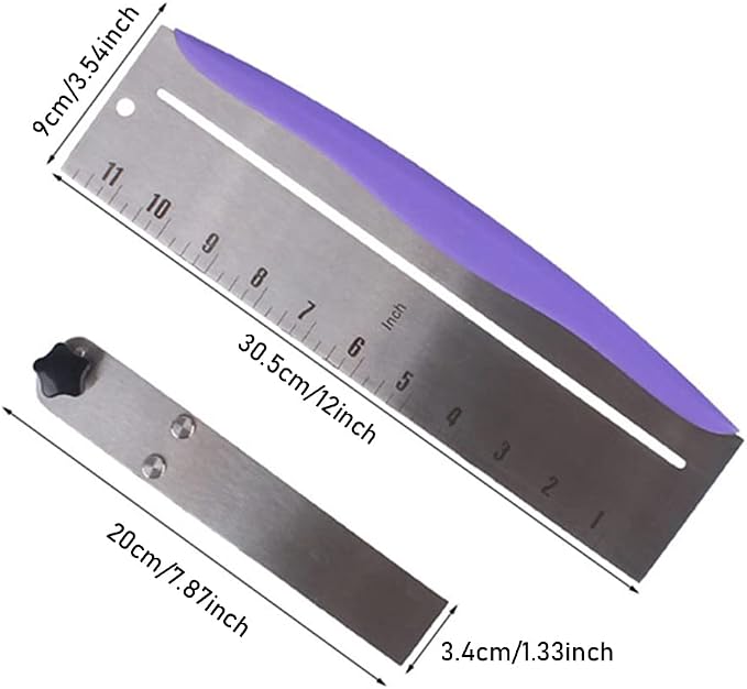 Cake Scraper, Cake Bench Scraper Stainless Steel Decorating Tools for Icing Frosting Cream Edge, Adjustable Kitchen Spatula for Mousse, Cheese, Cream C-ake(COLOR:purple)