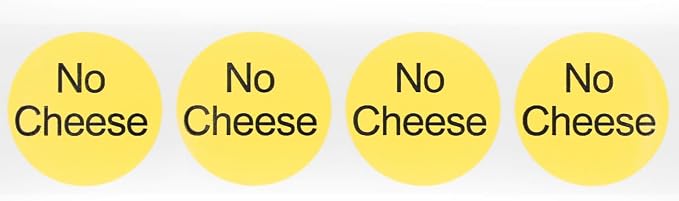 No Cheese Deli Labels 1 Inch 500 Total Adhesive Labels