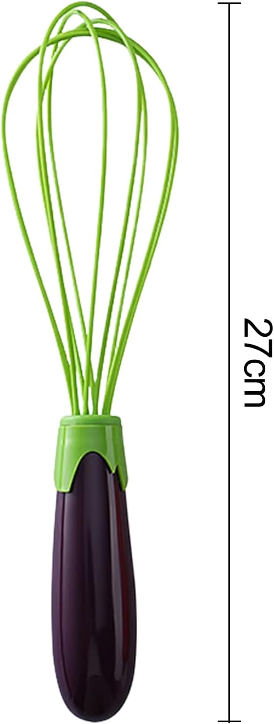 Convenient Design Egg Beater Ergonomic Barrel Grip Whisk Twist 2-in-1 Collapsible Silicone Coated Steel Wire Comfortable Mixing Easy Eggplant