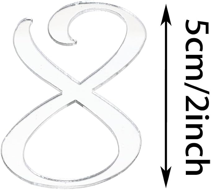 Shapenty Acrylic 0-9 Number Cake Toppers Picks for Birthday Wedding Anniversary Christmas Cake Decoration Party Supplies (20, Silver)