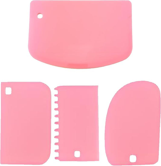 Cake Scraper and Smoother Set, Flexible Dough Spatula for Baking, 4 Pack
