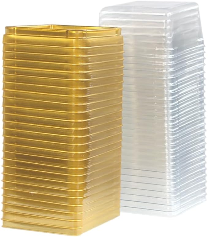 Clear Plastic Mini Cake Boxes, Square Cupcake Holders, Mini Dessert Packaging with Lids for Cupcakes, Macarons, Muffins Baking Gifts (25 Pack)