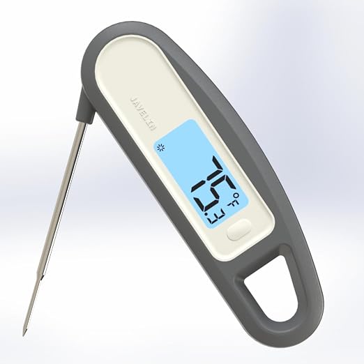 Lavatools PT12B Javelin 2 Ultra Fast Digital Instant Read Meat Thermometer for Grill and Cooking, 3" Probe, Compact Foldable Design, 1.5" Backlight Display, Water Resistant-Sesame