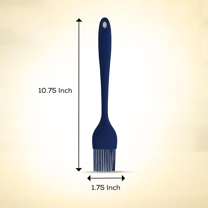 Mrs. Anderson’s Baking Silicone Basting Brush, Non-Stick, Heat Safe, Shed-Proof Bristles, Navy, 1.75-Inches, For Butter, Egg Wash, Glaze, And Baking Prep