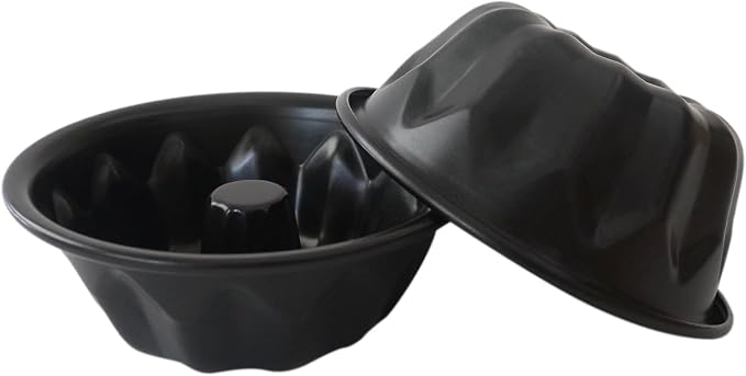 4 Inch Small Buntz Cake Pan, Special Fluted Tube Cake Pans, Nonstick Individual Kugelhopf Molds - Black, 4Pcs