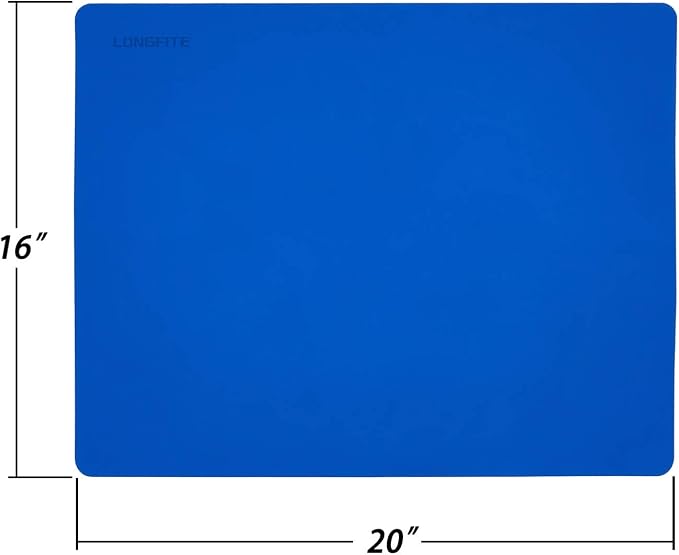 Silicone Baking Mats for Dough Rolling Pastry Fondant Mat Large Nonstick and Nonslip, Countertop Protector, Dining Table Mat and Placemat 20'' by 16''(Blue 2 Pack)