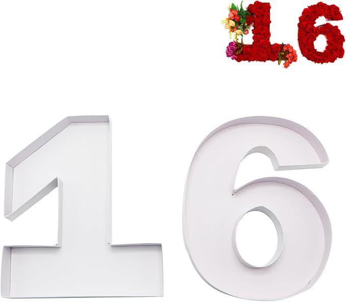 12inch Cardboard Number Fillable Food Tray Box for Charcuterie, Cupcake Arrangement, Birthday Anniversary (White, 16)
