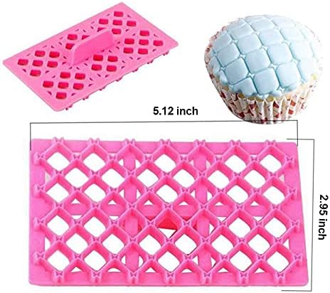 Cake Fondant Embossing Mould,9 Pack Different Patterns Fondant Embosser,Lace Flower Cookie Cutter Set,Diamond Shaped Biscuit Molds,Cake Fondant CupCake Decorating