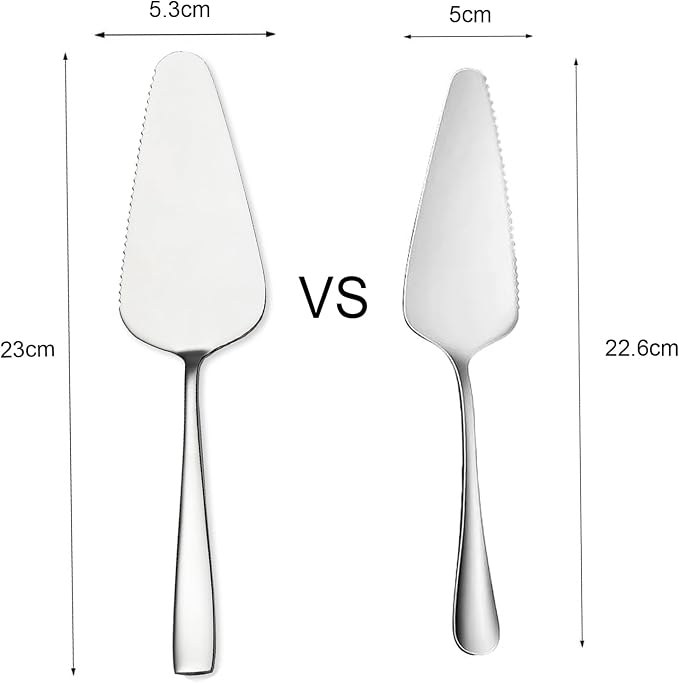 Cake Pie Servers, 9.06" Stainless Steel Wedding Cake Cutter with Serrated Edges, Pie Spatula Pizza Pastry Server Set of 2, Square Handle Cake Cutting Set for Wedding Brithday Party and Events