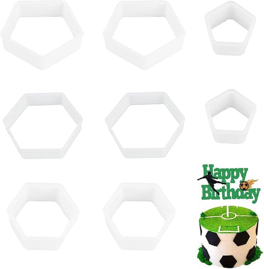 8 Pcs Soccer Ball Hexagon Cookie Cutter - 4 Sizes Soccer Cookie CutterPattern Cake Topper Soccer Cookie Cutter Set for Baking Cake Decorations