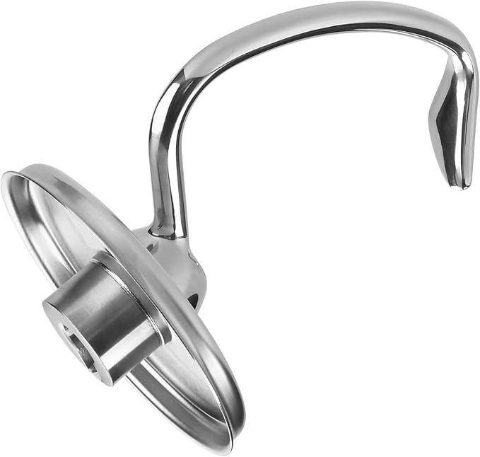 Mixer Attachments for KitchenAid 4.5–5 Quart Tilt-Head Stand Mixers – Compatible with Artisan & Classic – Beaters, Whisks, Dough Hooks & Attachment Sets by MMOBIEL (Dough Hook, Stainless Steel)
