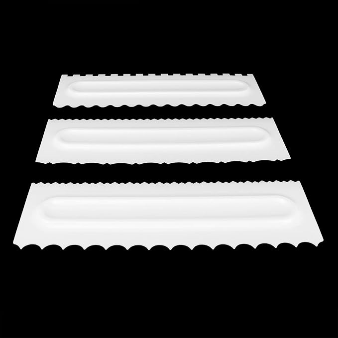 3Pcs Set Cream Scraper Plastic Scraper Fondant Cake Modeling Tool for Dessert Decoration Food Grade Safe Smooth Surface Easy Demould Durable Reusable Cake Decorating Kit White