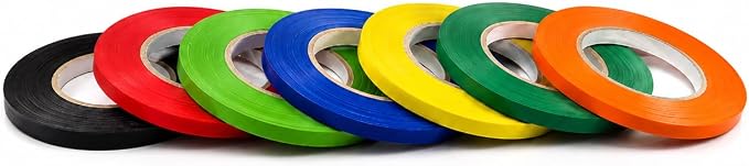 GGR Supplies UPVC-24BS Rainbow Poly Bag Sealing Tape, 3/8 Inch x 180 Yards, Bag Sealing Tape for Produce, Bakery, Candy, Food Packaging and Inventory Color Coding. Pack of 8
