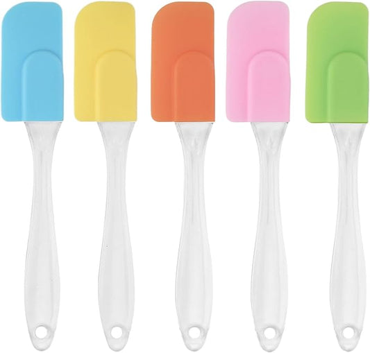 5 PCS,7Inch Silicone Spatulas Rubber Spatula Small Spatula Baking Mini Spatula Mixing Tool for Nonstick Cookware, Cooking (Pink green yellow orange blue)
