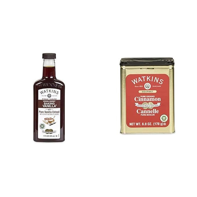 Watkins All Natural Baking Vanilla (11 Fl Oz) and Watkins Cinnamon (6 oz Tin)