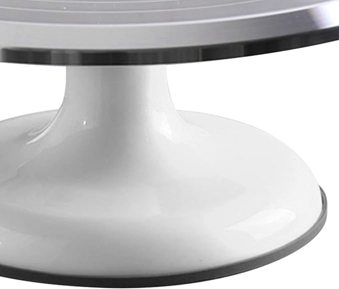 Fdit Cake Decorating Turntable, 10 Inch, Aluminum Alloy, Silent Bearing, Revolving Cake Stand, White