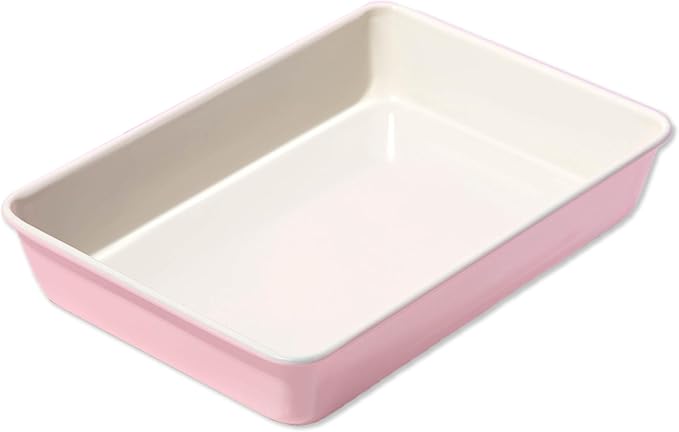 Paris Hilton Nonstick Carbon Steel Bakeware Collection, 13-Inch x 9-Inch Multipurpose Pan, Dishwasher Safe, Made without PFOA and PFAS, Pink Cream Two-Tone