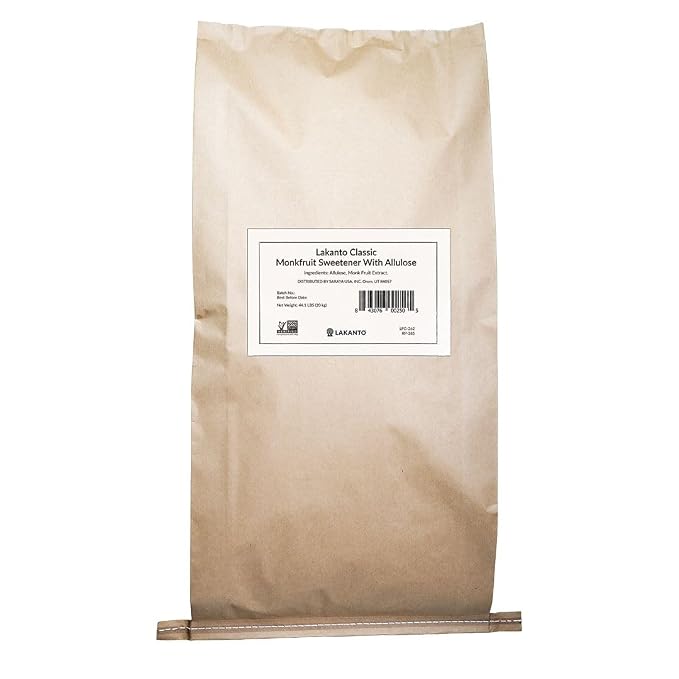 Lakanto Classic Bulk Monk Fruit Sweetener with Allulose - Bulk White Sugar Substitute, Baking, Extract, Sugar Replacement (Classic White - 20 kg)
