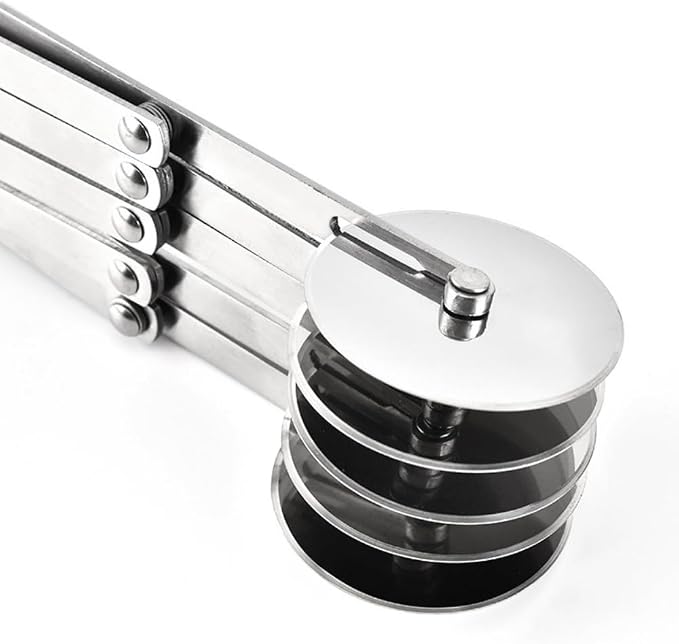 5 Wheel Pastry Cutter Stainless Steel Expandable Pizza Slicer Multi-Round Pastry Knife Baking Cutter Roller for Noodle Pizza Pie Crust Baking Cookie Divider