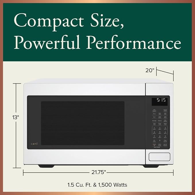 Café ‎CCWK15C1WWM Countertop Convection Microwave Oven with Child Lock Technology, Broil, Auto-Cook, Roast, Defrost, Warm, Scan-to-Cook WiFi-Connectivity, 1000 Watts, 1.5 Cu. Ft, Matte White